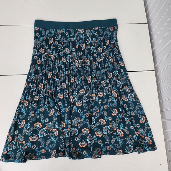 J.Jill Women’s Midi Skirt Wearever  Collection Green Paisley Floral Pleated XL - Picture 8 of 9